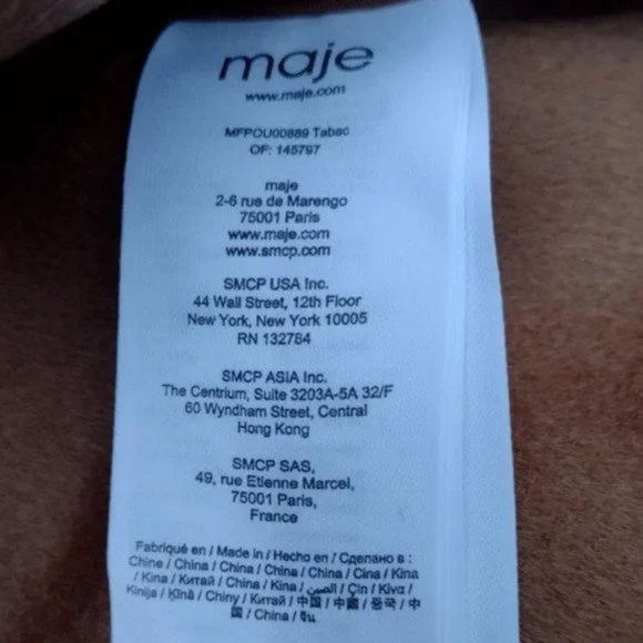 NWT Maje Brown Tabac Wool Oversized Belted Blazer Jacket Coat Size 0 XS - Picture 10 of 11